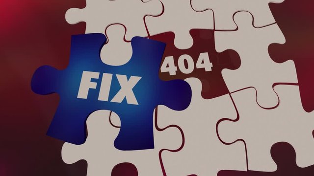 404 Error Page Not Found Missing Website Puzzle Piece Fix 3d Animation