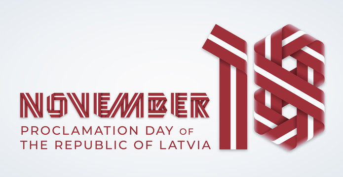 November 18, Latvia Independence Day congratulatory design with Latvian flag colors. Vector illustration.