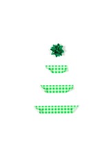 Christmas tree made of scotch and star decoration. Holiday concept. Alternative Christmas tree. Flat lay. Isolated on white background.