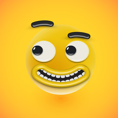 Yellow high-detailed emoticon face, vector illustration