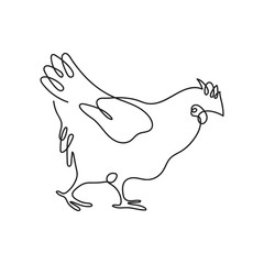 Hen drawn in one line. Vector image of a chicken.