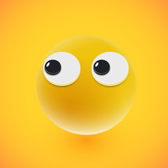 Yellow high-detailed emoticon face, vector illustration