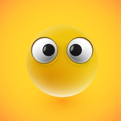 Yellow high-detailed emoticon face, vector illustration