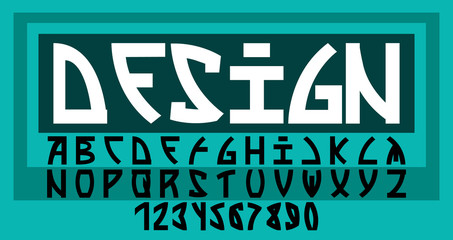 Font in the style of the future. Unusual font non-standard form. Latin numerals.