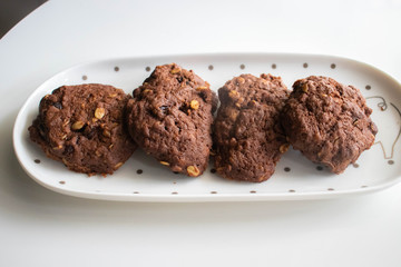 Oat Cookies on white plate.