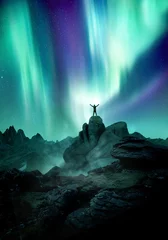 Foto auf Acrylglas Night Sky Filled With The Aurora Northern Lights © James Thew