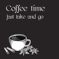 Hand drawn coffee set. Great for menu, poster or label.