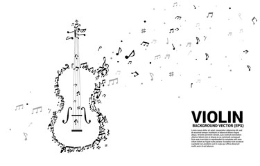 Vector music melody note dancing flow shape violin icon . Concept background for song and concert theme. © Panithan