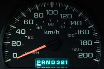 the speedometer of the car