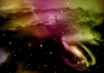 galaxy in a free space. 3D rendering