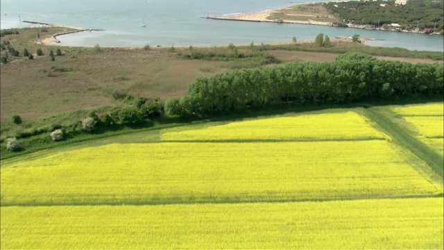 Panoramica aerea dalla campagna alla costa veneta