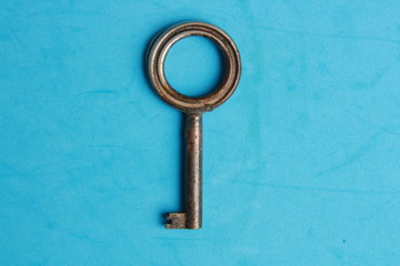 old closet key in color background