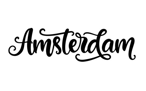 Amsterdam city hand written brush lettering