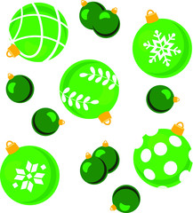 set of christmas colorful green balls