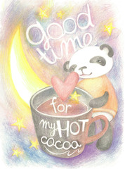 Panda and hot chocolate