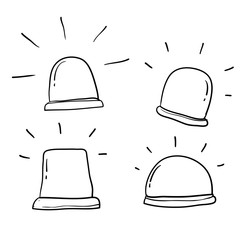 Emergency siren icon in comic style. Police alarm, medical alert vector cartoon illustration on white