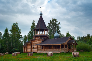 Beautiful wooden church in Russia