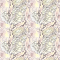 Seamless abstract pattern. White-pink snake skin with tortoiseshell inserts.