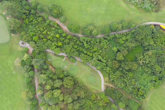 Aerial photography beautiful park lawn road path landscape aerial view