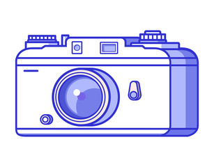 Old camera.Retro vintage concept.Outline Flat vector isolated on a white background.
