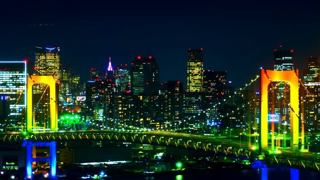 東京　レインボーブリッジ　タイムラプス　年末限定　虹色ライトアップ
