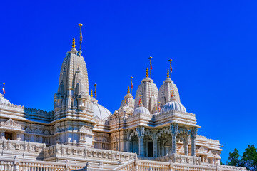 View of a white marble hindu temple