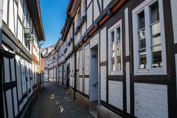 Half-timbered houses along the streets of Goslar, Germany