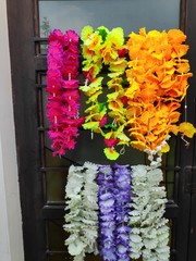 colourful of plastic flower garland