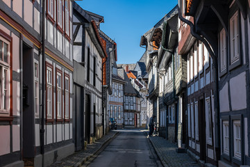 Fototapeta premium Half-timbered houses along the streets of Goslar, Germany