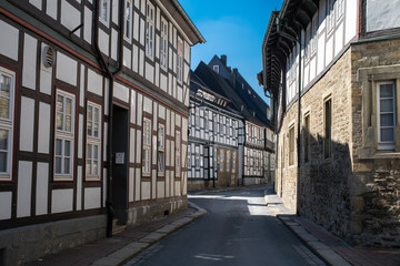 Half-timbered houses along the streets of Goslar, Germany