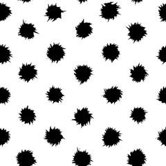 Rough grunge hand drawn seamless pattern of black dense swirls or stars. Vector illustration perfect for wrapping paper, textile, fabric and backdrops.