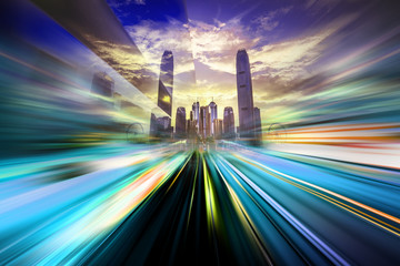 traffic in city at night