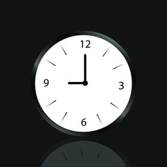 Wall Clock with shadow in black background