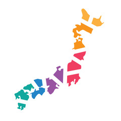 colorful geometric Japan map- vector illustration