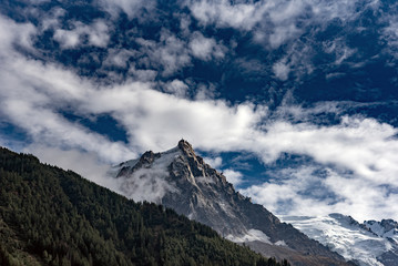 Aiguille du Midi mount in Mont Blanc massif, view from Chamonix, France.