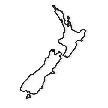 black abstract outline of New Zealand map- vector illustration