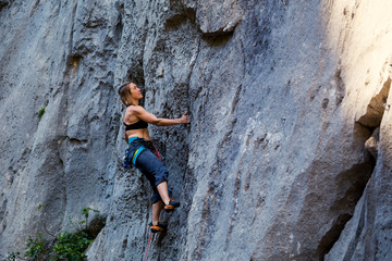 Woman engaged in extreme sport.
