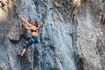 Fototapeta premium Woman engaged in extreme sport.