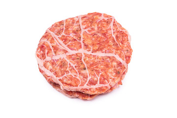 Burger cutlet isolated on white.