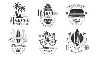 Fototapeta premium Set of vintage Hawaii logos vector illustration
