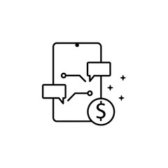 Smartphone chat dollar icon. Simple line, outline vector of mobile payment icons for ui and ux, website or mobile application