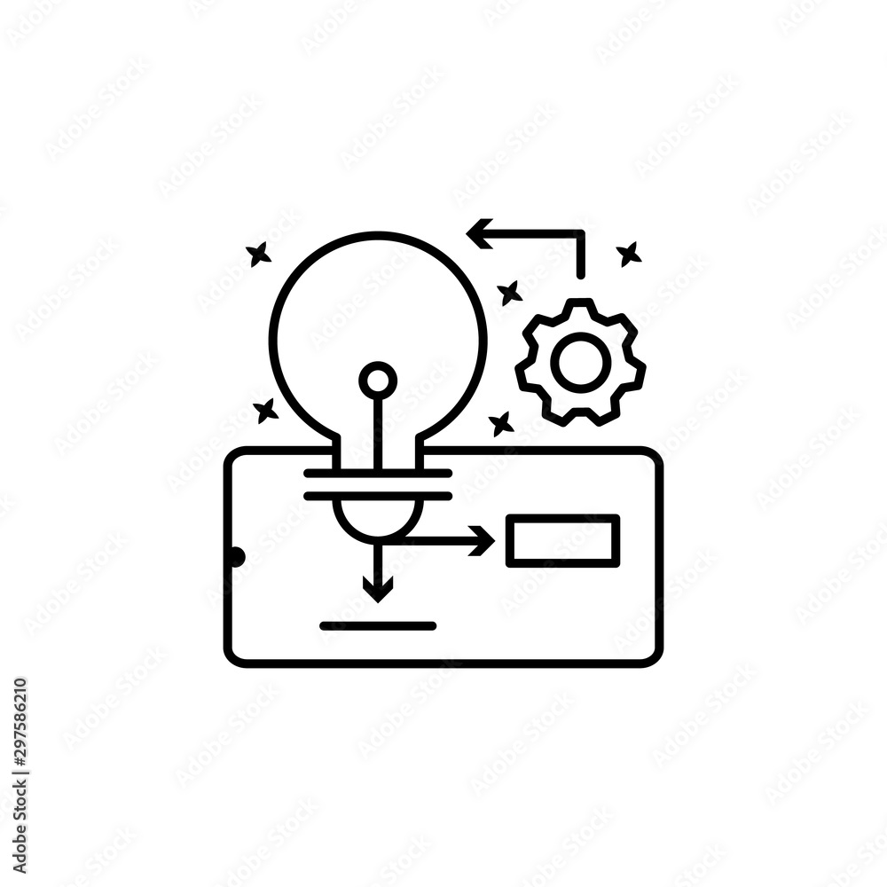 Poster idea gear smartphone icon. simple line, outline vector of mobile payment icons for ui and ux, websit
