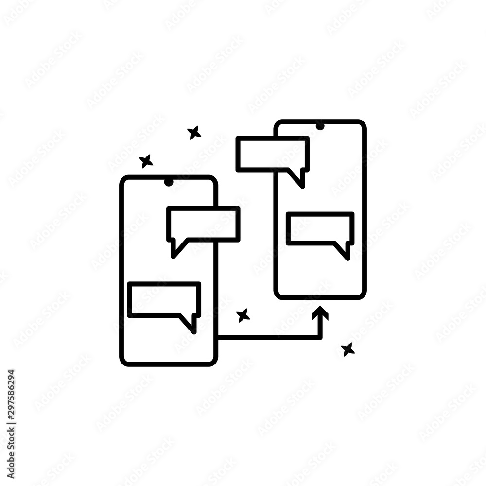 Poster mobile phones chat icon. simple line, outline vector of mobile payment icons for ui and ux, website 