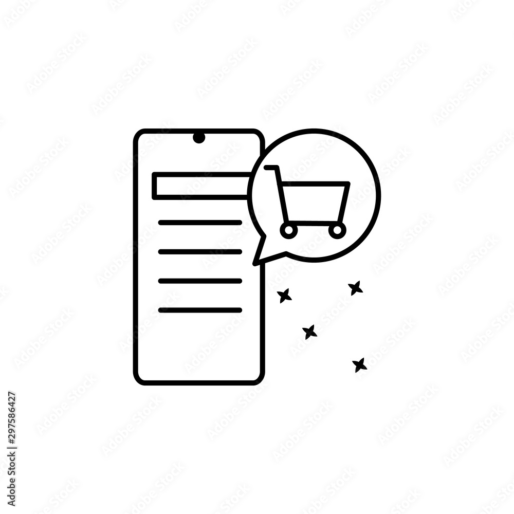 Poster shopping smartphone icon. simple line, outline vector of mobile payment icons for ui and ux, website