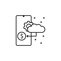 Dollar gear cloud icon. Simple line, outline vector of mobile payment icons for ui and ux, website or mobile application