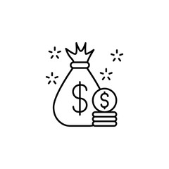 Award, money, bag icon. Simple line, outline vector of winning for ui and ux, we