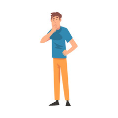Man thinks about something cartoon vector illustration