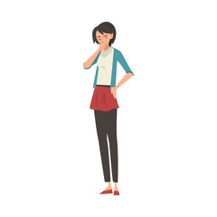 Fototapeta premium Young girl thinks about something cartoon vector illustration