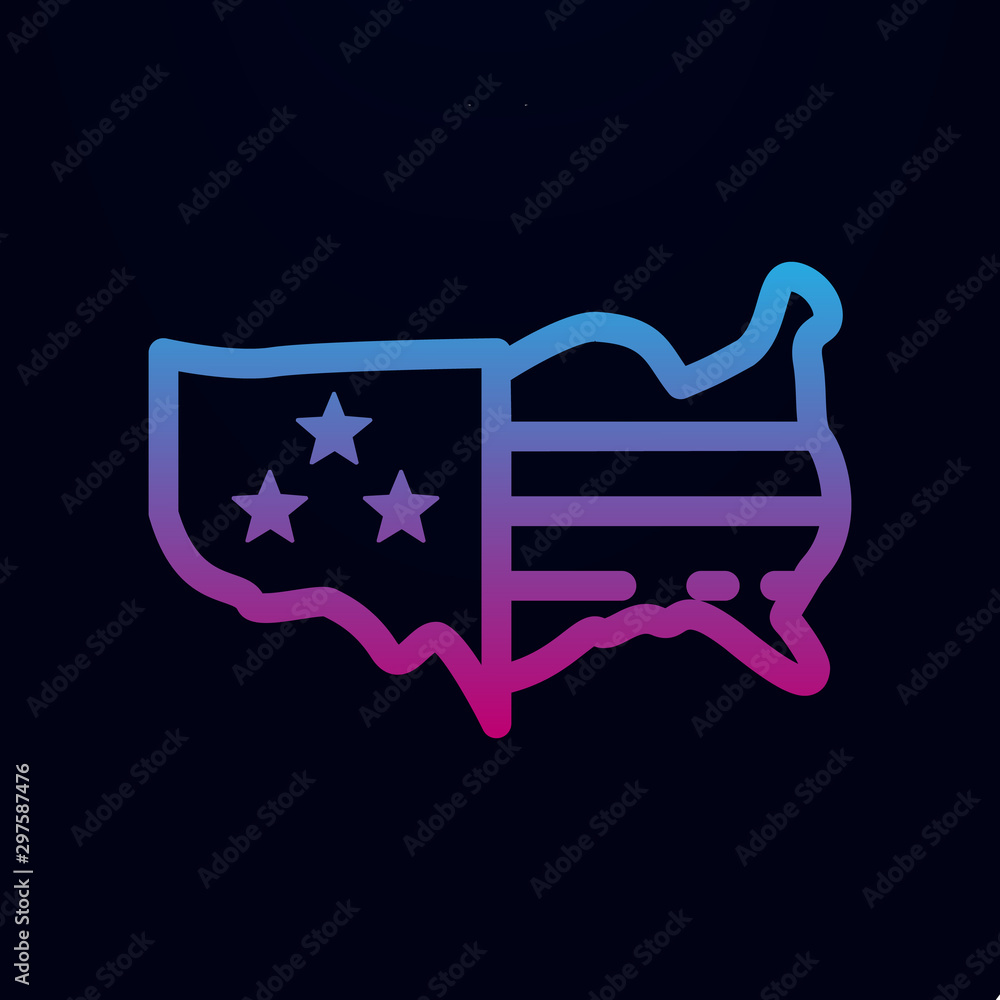 Poster usa, map nolan icon. simple thin line, outline vector of 4th of july icons for ui and ux, website or