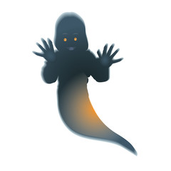 Vector illustration of a dcary dark ghost with lbright eyes. Nice ghost for Halloween card